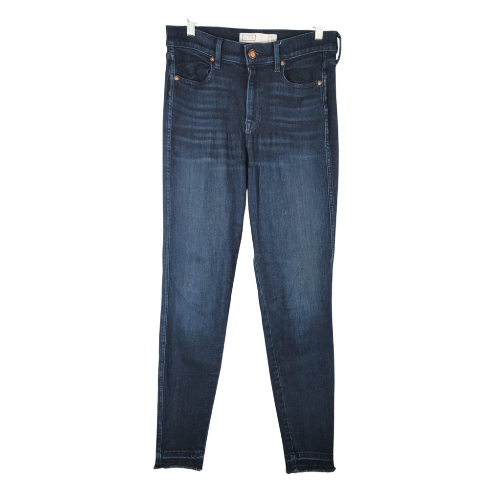 AYR The Riser Jeans Women 29 Indigo High Rise Skinny Raw Hem Stretch Indie